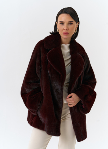 Женская шуба из скандинавской норки с английским воротником Женская шуба из скандинавской норки с английским воротником