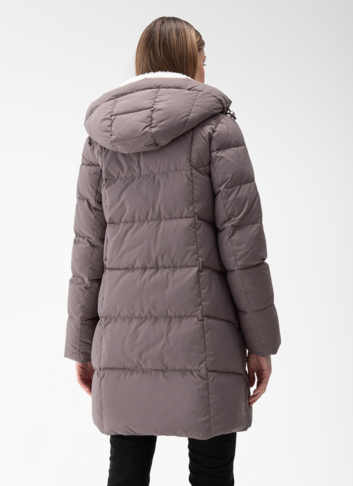 Комбинированный женский пуховик с капюшоном