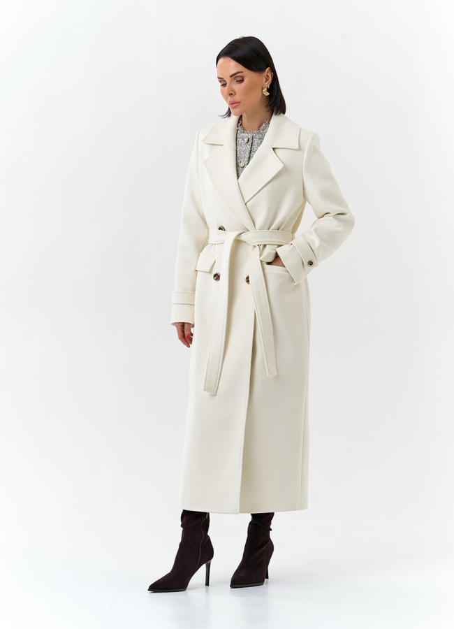 Женское пальто белого цвета модель № 32643 в рассрочку