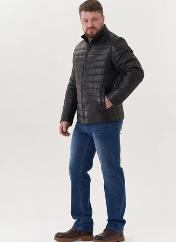 Мужская куртка из натуральной кожи черного цвета