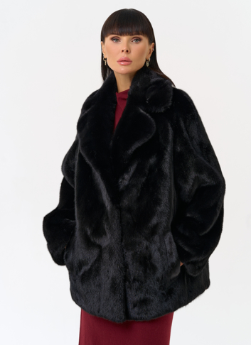 Женская шуба из скандинавской норки с английским воротником