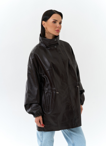 Куртка из натуральной кожи с воротником стойка