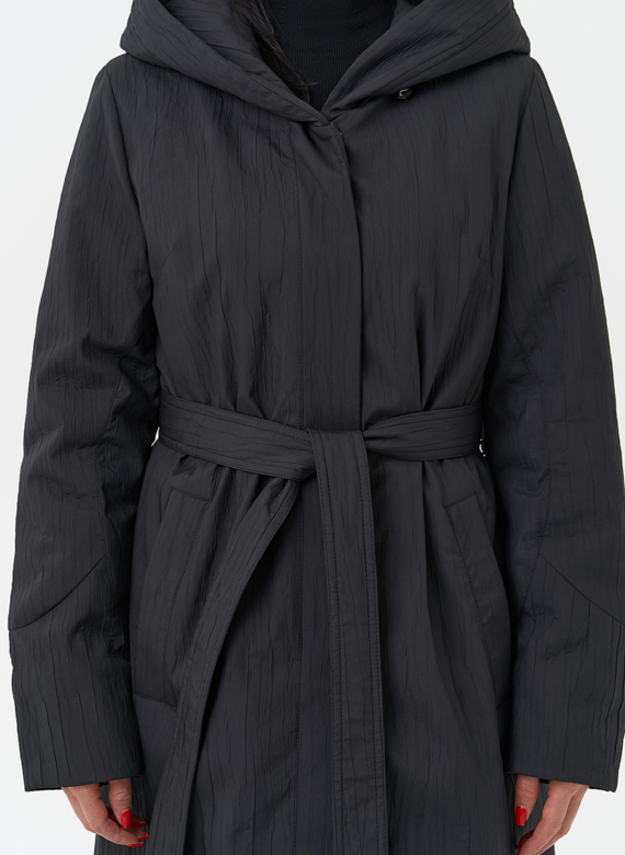 Пальто женское утепленное с эффектом жатой ткани