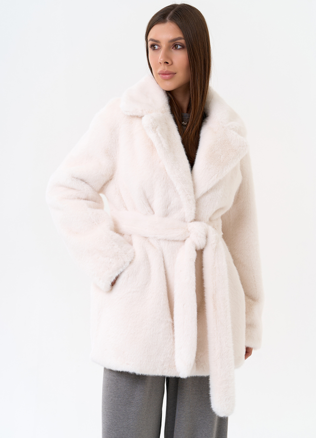 Женская шуба из эко меха с английским воротником  модель № 31245 в кредит