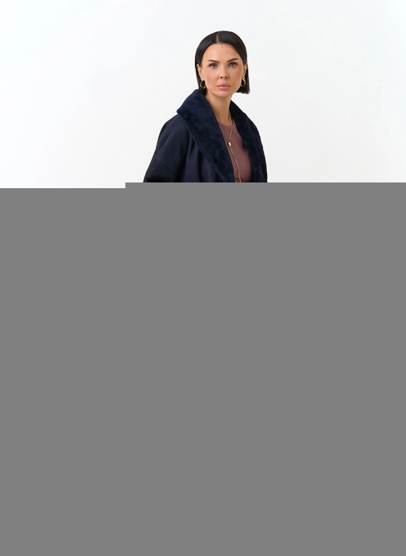 Женская двухсторонняя дубленка с воротником шаль фото