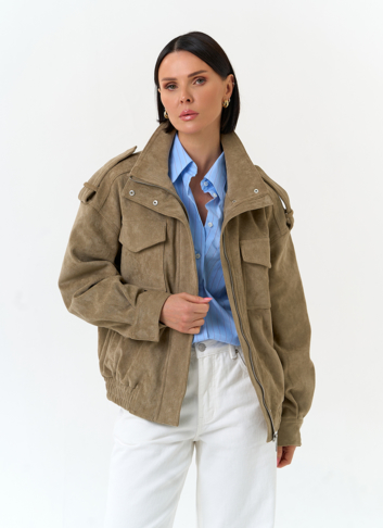 Женская куртка бомбер из эко замши