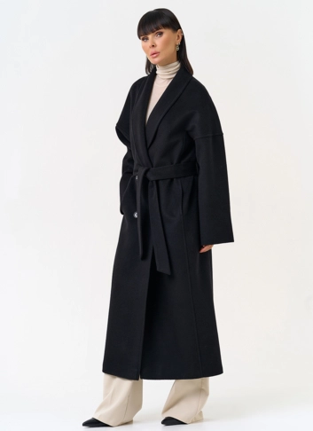 Женское пальто с воротником шаль фото