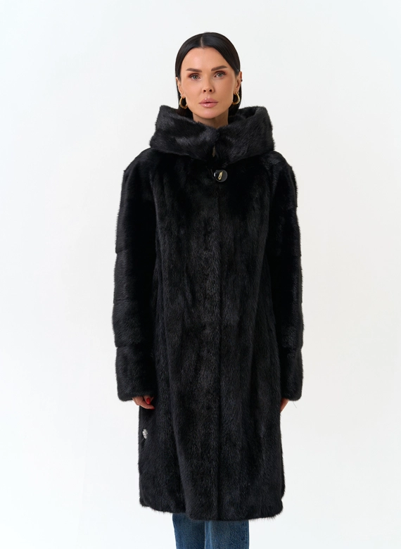 Шуба-"рубашка" с капюшоном фото