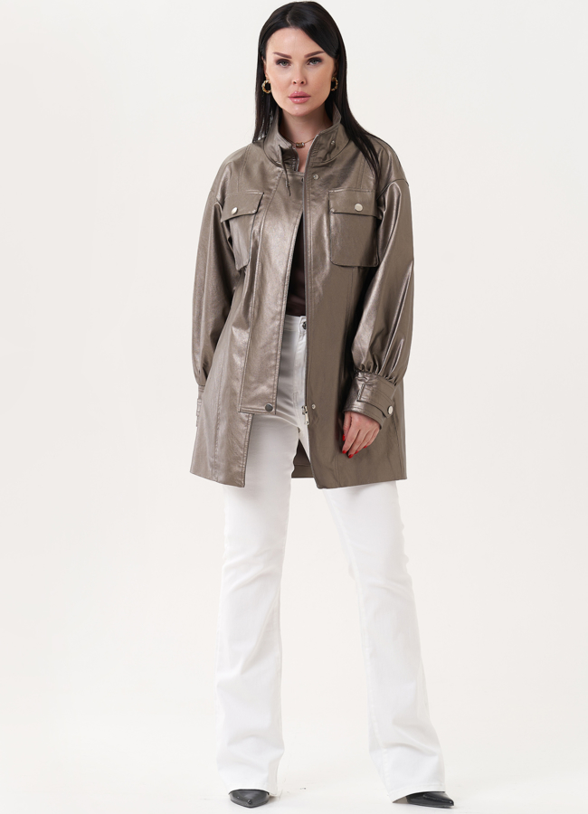 Женский жакет из эко кожи под бронзу модель № 27164 в кредит