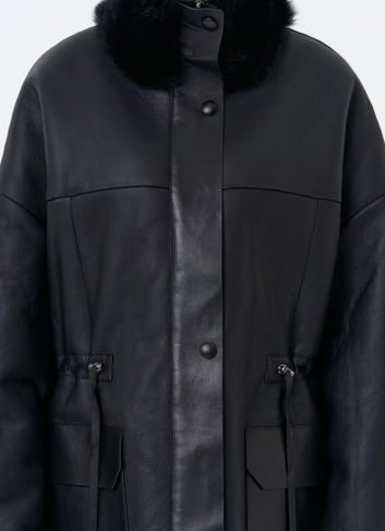 Женская натуральная дубленка с воротником стойкой