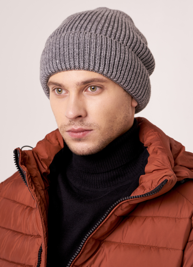 Шапка мужская серого цвета модель № MMH10976 универмаг малина