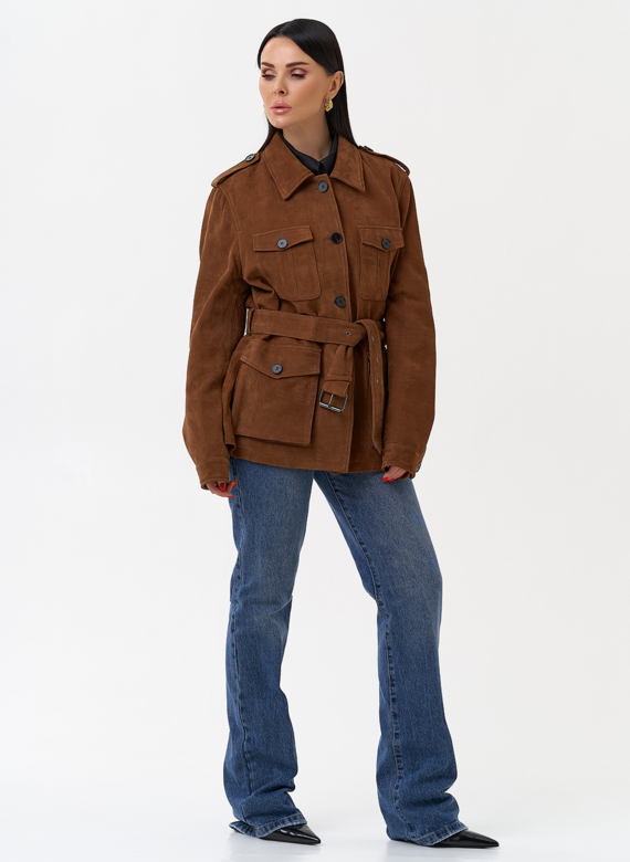 Куртка - сафари женская из натуральной замши