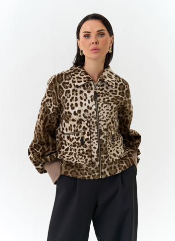 Женское укороченное пальто с анималистическим принтом Женское укороченное пальто с анималистическим принтом