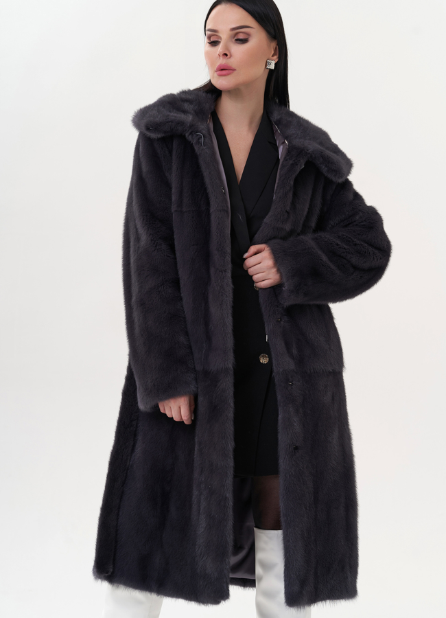 Шуба из норки с капюшоном модель № 26695 универмаг малина