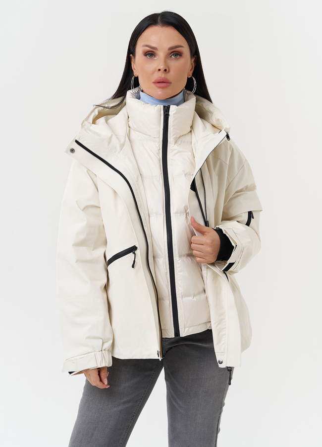 Двойная утепленная куртка с капюшоном модель № 28816 универмаг малина