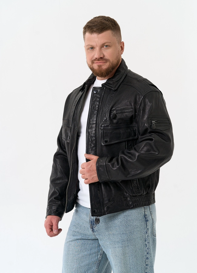 Мужская куртка бомбер из натуральной кожи модель № 32898 универмаг малина