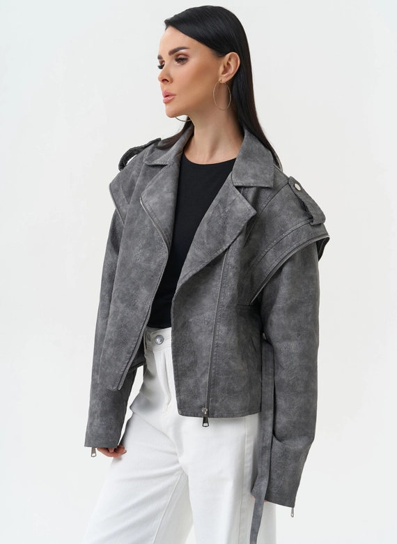 Куртка женская из эко кожи в стиле ретро