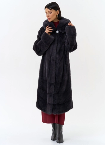 Шуба из меха норки с капюшоном фото