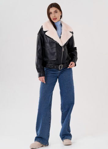 Куртка косуха на утеплении со съемным натуральным мехом