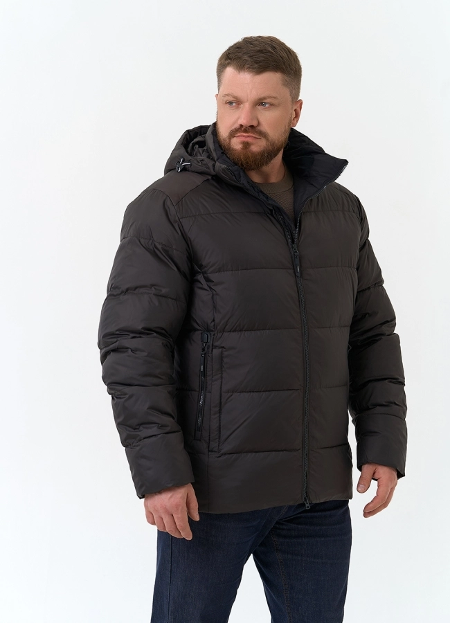 Мужской пуховик с капюшоном  модель № 34070 универмаг малина фото