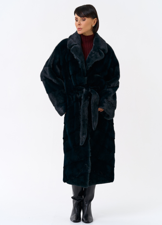 Зеленая шуба из норки модель № 31872 универмаг малина