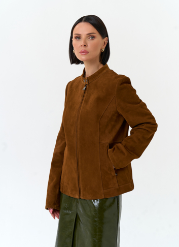 Женская куртка мото из натуральной замши
