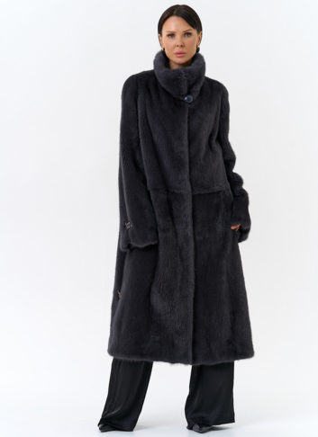 Норковая шуба с воротником стойка 