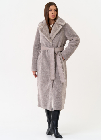 Женская двухсторонняя дубленка из эко замши