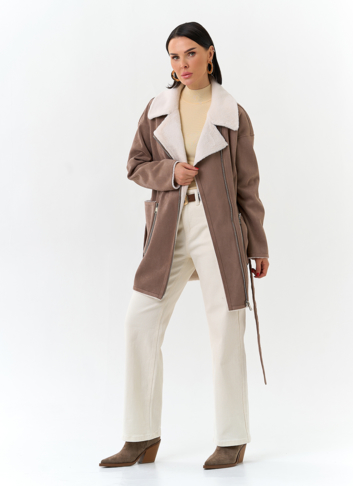 Женская дубленка из эко замши