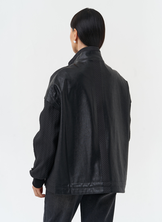 Куртка из эко кожи с воротником стойкой