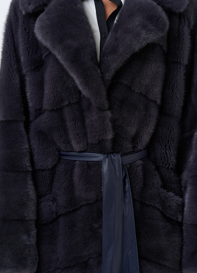 Шуба из меха норки с английским воротником модель № 33698 универмаг малина