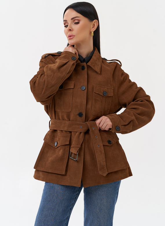 Куртка - сафари женская из натуральной замши