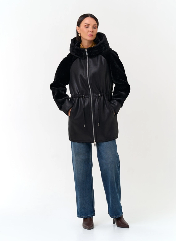 Женская дубленка из эко замши