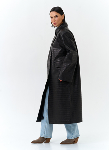 Женский плащ из натуральной кожи 