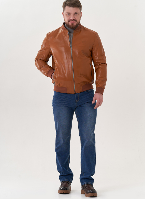 Мужская куртка "бомбер" из натуральной кожи