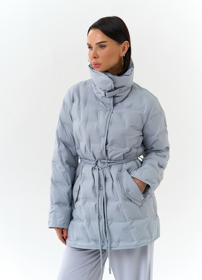 Женская куртка с декоративным поясом модель № 32661 универмаг малина