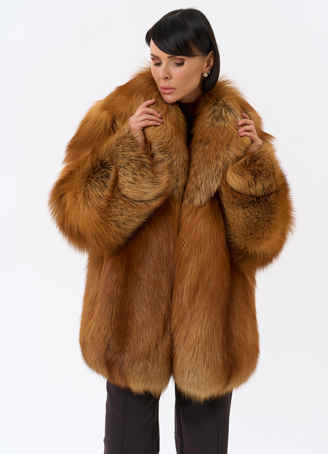 Шуба из рыжей лисы модель № 32010 универмаг малина