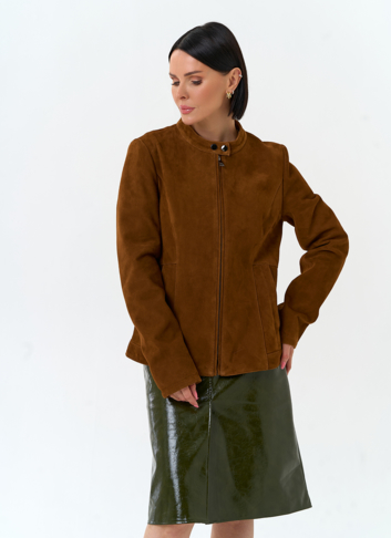 Женская куртка мото из натуральной замши