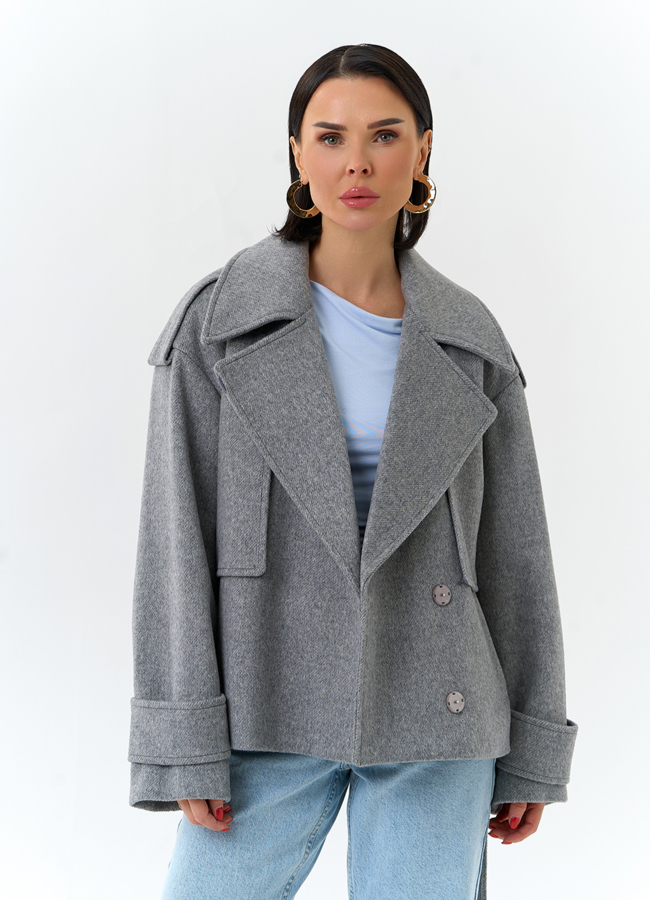 Женское укороченное пальто с английским воротником модель № 32651 универмаг малина