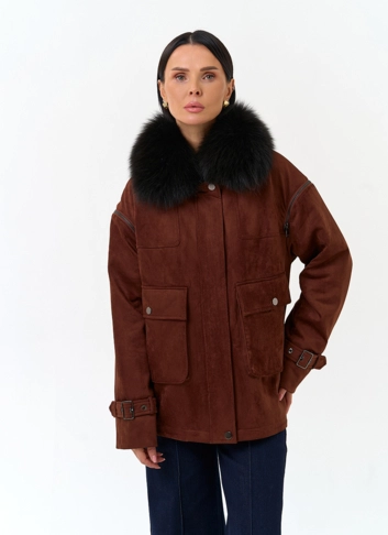 Женская куртка из эко замши фото