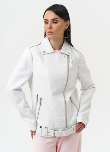 Куртка косуха из эко кожи белого цвета