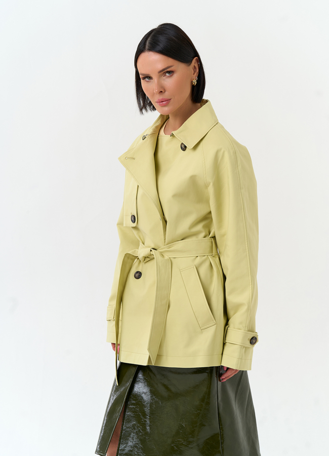 Женский укороченный плащ с поясом модель № 33192 универмаг малина