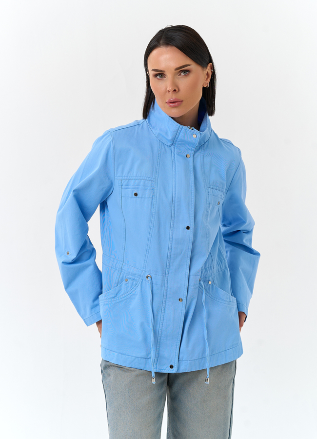 Женская ветровка с воротником стойкой модель № 33121 меха малина