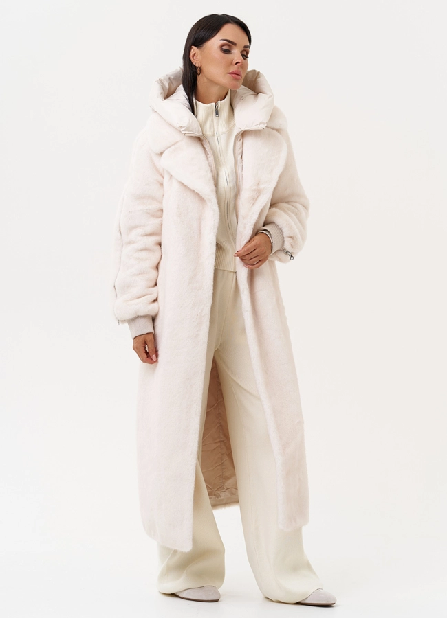 Женская шуба со съёмным капюшоном модель № 31237 универмаг малина фото