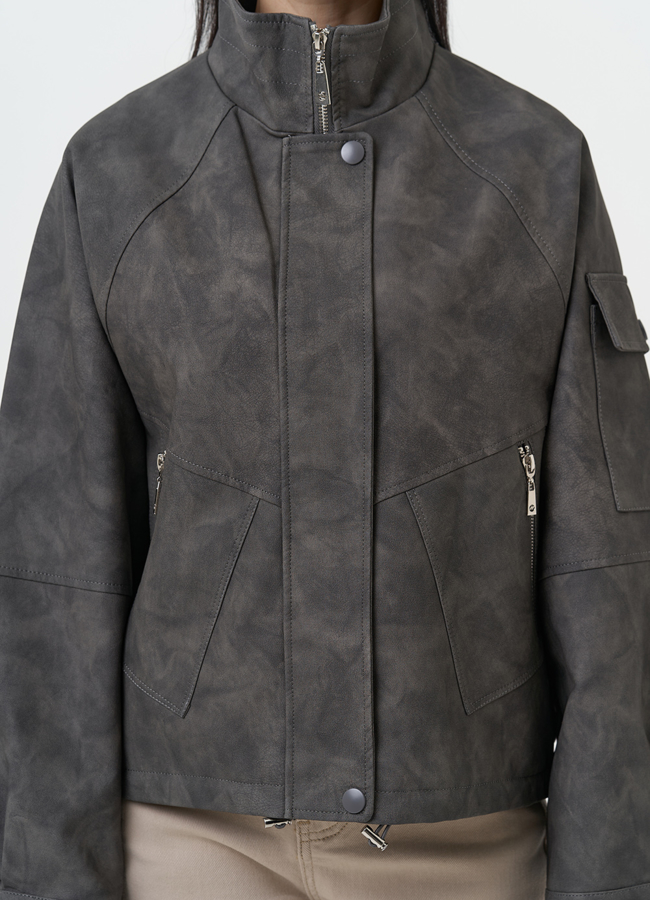 Куртка бомбер из эко кожи с воротником стойкой модель № 30337 универмаг малина