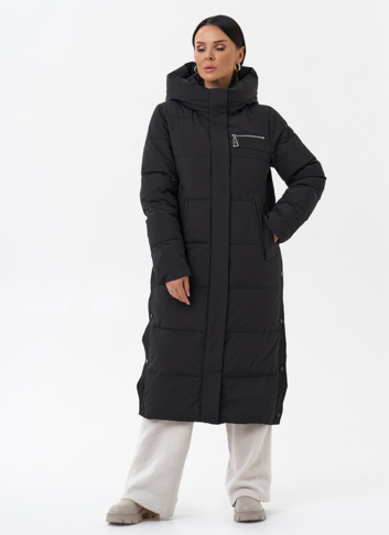 Длинный пуховик с капюшоном