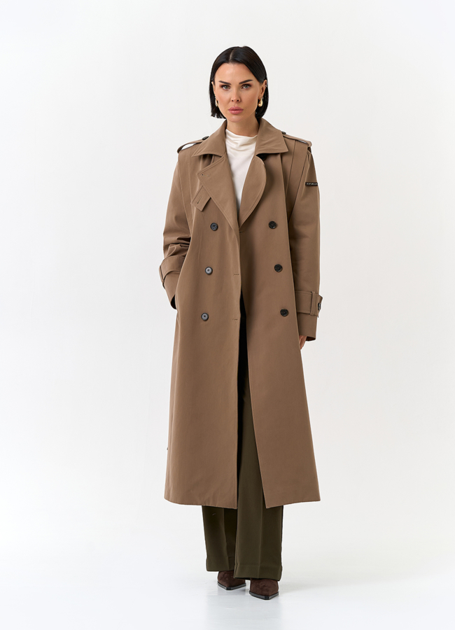 Женский длинный плащ с поясом модель № 32561 универмаг малина