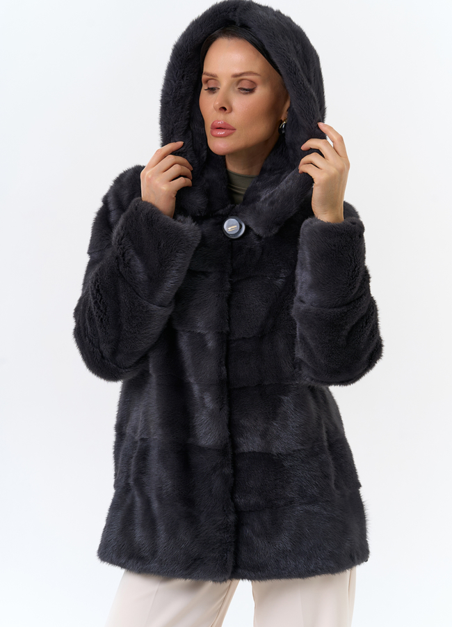 Куртка из меха норки с капюшоном модель № 25398 в рассрочку