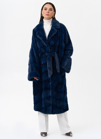 Длинная шуба с английским воротником