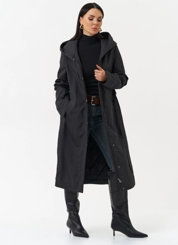 Пальто женское утепленное с эффектом жатой ткани фото